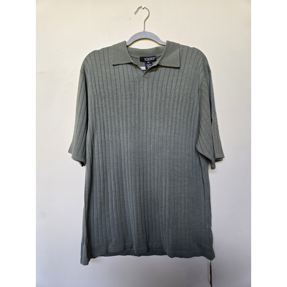 Vintage 90s Slates Dockers Mens Sweater Pullover Sz Xl Silk Green Short Sleeve